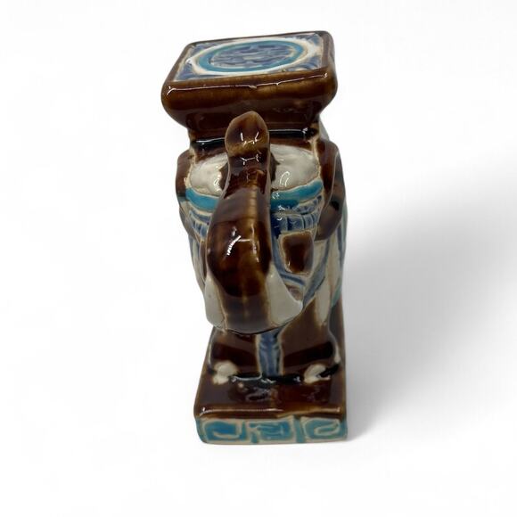 Vintage Indian Elephant Statue Decor Shelf Table Top Plant Stand Antique Ceramic - Picture 5 of 9